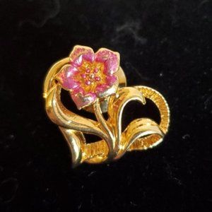 Vintage Lapel Pin Heart and Rose
